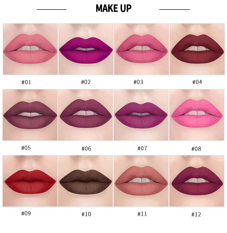 HANDAIYAN 12-color matte velvet lipstick long-lasting waterproof non-stick cup does not fall color lipstick lipstick
