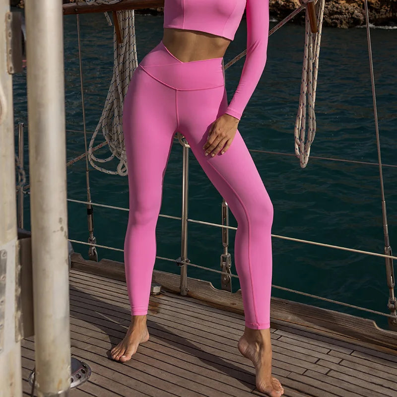 FUBEIKE Off-Shoulder Shell Yoga Long Sleeve Sports For Women Lace Gym Top With Chest Pads Tops Slimming Workout Activewear