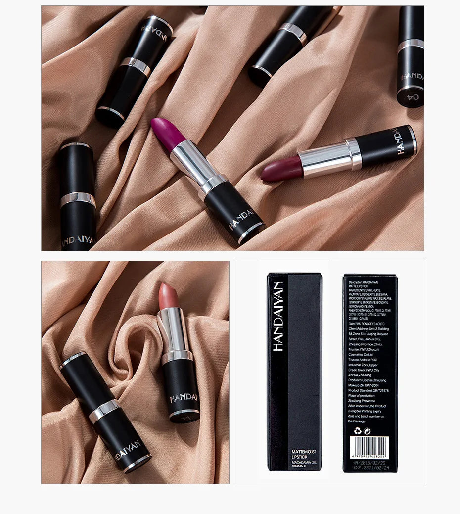 HANDAIYAN 12-color matte velvet lipstick long-lasting waterproof non-stick cup does not fall color lipstick lipstick